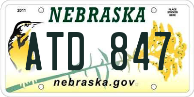 NE license plate ATD847