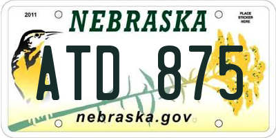 NE license plate ATD875