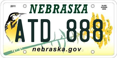 NE license plate ATD888