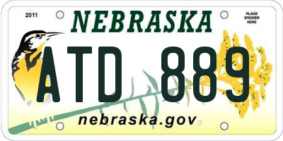 NE license plate ATD889