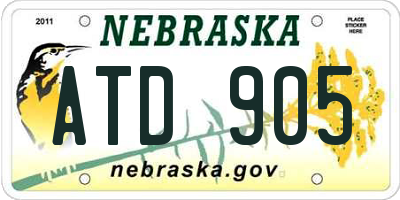NE license plate ATD905