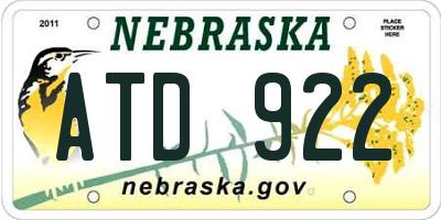 NE license plate ATD922