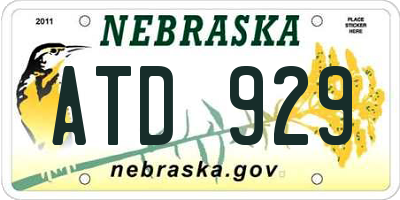 NE license plate ATD929
