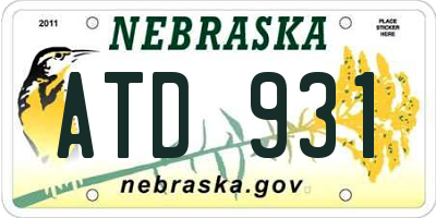 NE license plate ATD931