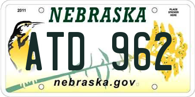 NE license plate ATD962