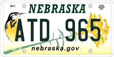 NE license plate ATD965