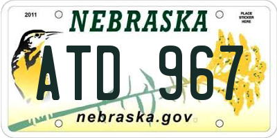 NE license plate ATD967