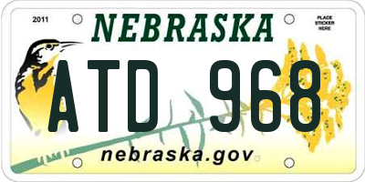 NE license plate ATD968