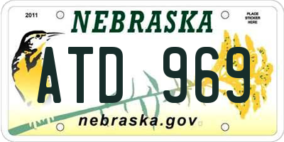 NE license plate ATD969