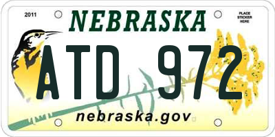 NE license plate ATD972