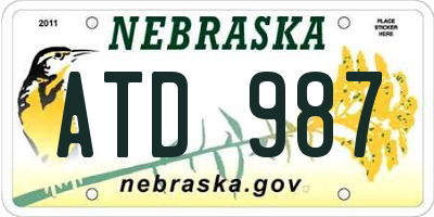 NE license plate ATD987