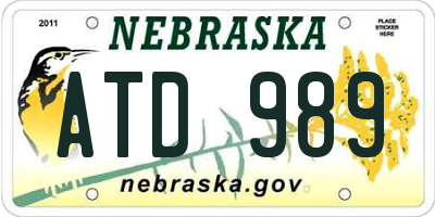 NE license plate ATD989