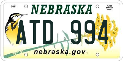 NE license plate ATD994