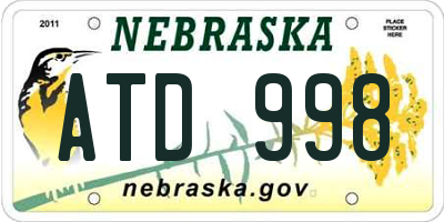 NE license plate ATD998