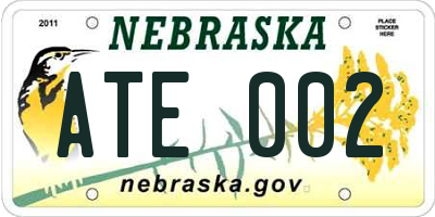 NE license plate ATE002