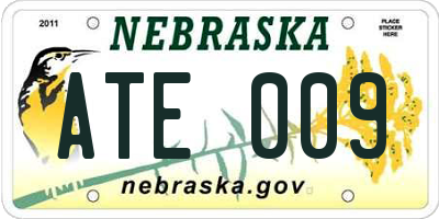 NE license plate ATE009