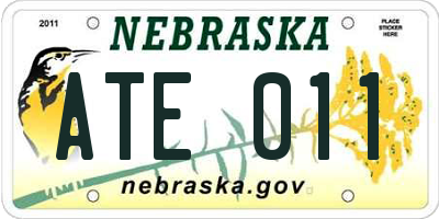 NE license plate ATE011