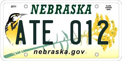 NE license plate ATE012