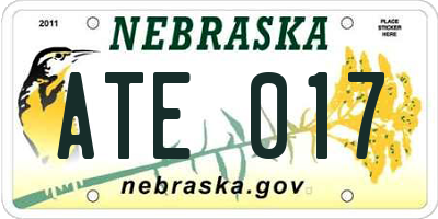 NE license plate ATE017