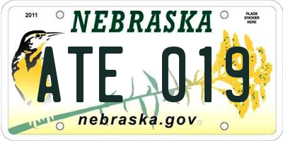 NE license plate ATE019