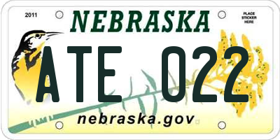 NE license plate ATE022