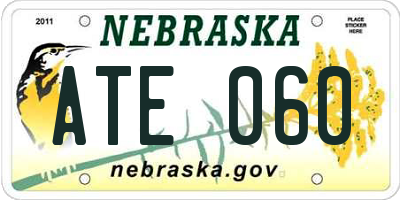NE license plate ATE060