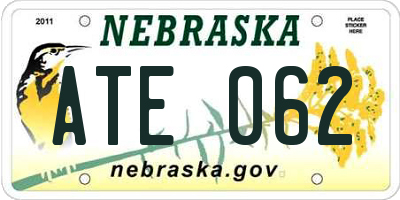 NE license plate ATE062