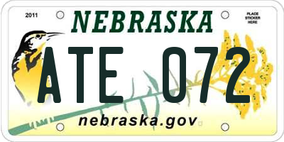 NE license plate ATE072