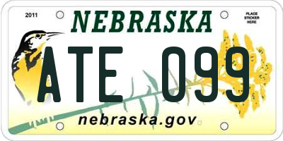 NE license plate ATE099