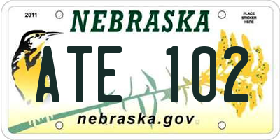 NE license plate ATE102