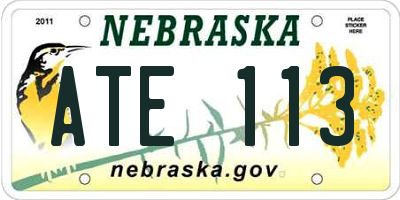 NE license plate ATE113
