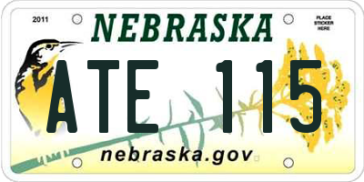 NE license plate ATE115