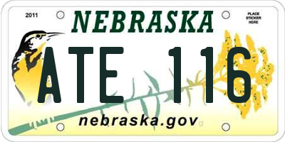 NE license plate ATE116