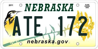 NE license plate ATE172