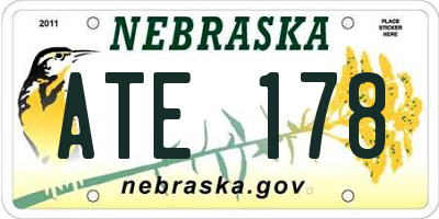 NE license plate ATE178