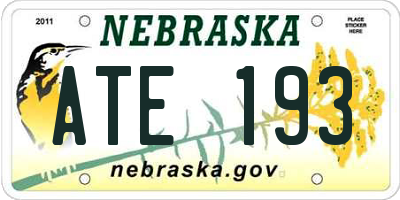 NE license plate ATE193