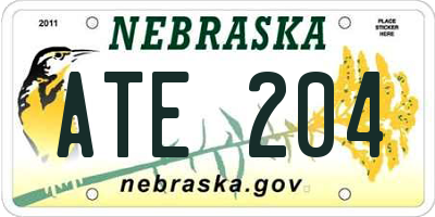 NE license plate ATE204