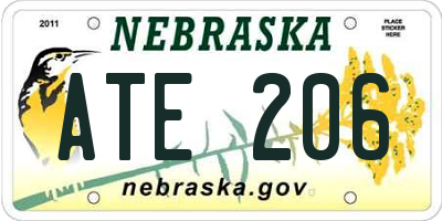 NE license plate ATE206