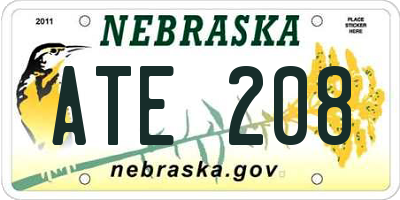 NE license plate ATE208