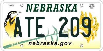 NE license plate ATE209