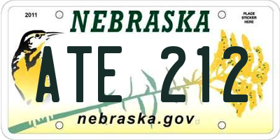 NE license plate ATE212