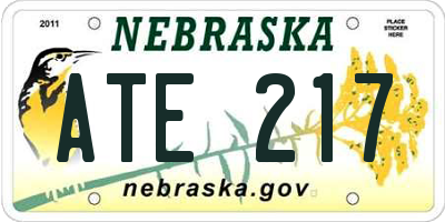 NE license plate ATE217