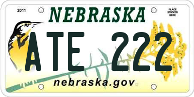 NE license plate ATE222