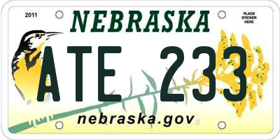 NE license plate ATE233