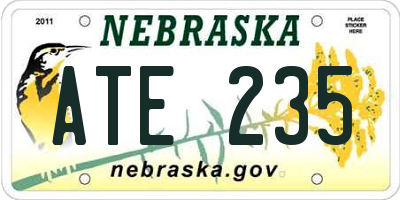 NE license plate ATE235