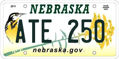 NE license plate ATE250