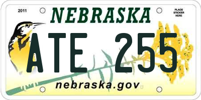 NE license plate ATE255