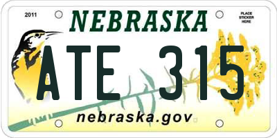 NE license plate ATE315