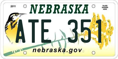 NE license plate ATE351