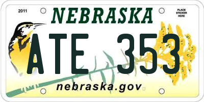NE license plate ATE353
